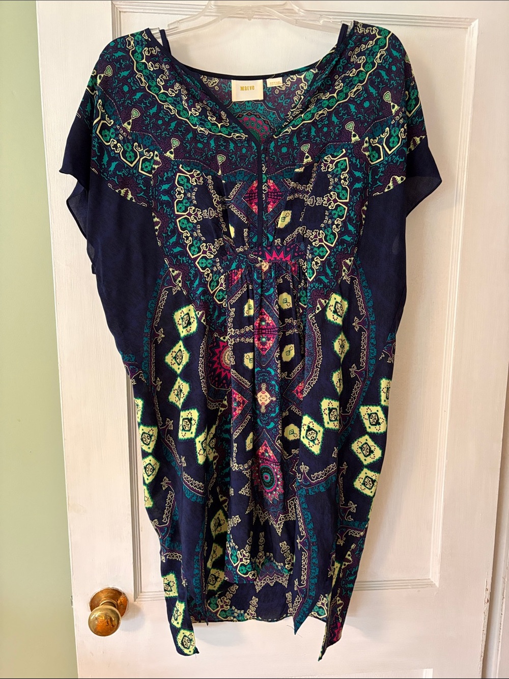 Maeve 100% silk tunic dress with full length slip